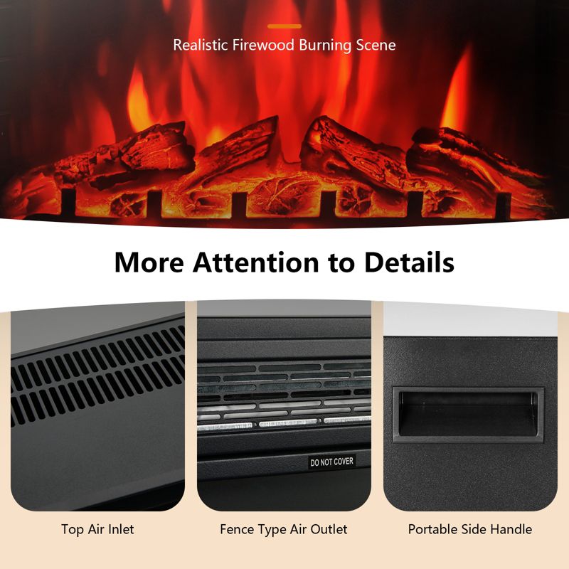 Tangkula 25" Electric Fireplace Wall Recessed Electric Heater w/Remote Control Touch Screen Thermostat Timer, 5 of 11