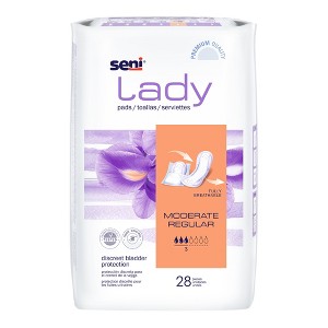 Seni Lady Moderate Female Incontinent Pad Regular Length 10" L S-3P28-PS1, 28 Ct - 1 of 4
