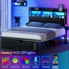 Furnulem Bed Frame with Wood Headboard and Storage Shelf, Metal Platform Bed Frame, LED Lights and Charging Station, No Box Spring Needed, Noise Free - 4 of 4