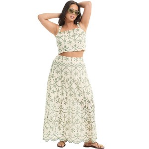 June + Vie by Roaman's Cropped Eyelet Top - 1 of 4