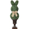 38 Inch Artificial Rabbit Shaped Topiary, UV Resistant Faux Rabbit Potted Plant with Beige Bow for Indoor Outdoor Porch Living Room - 2 of 4