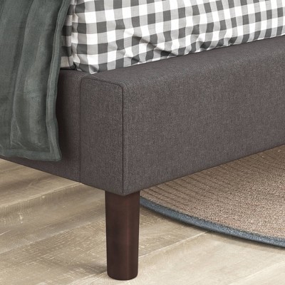 King Gray Upholstered Platform Bed with Geometric Headboard
