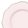 Smarty Had A Party 10.25" Pink with Gold Rim Round Blossom Disposable Plastic Dinner Plates (120 Plates) - image 2 of 2