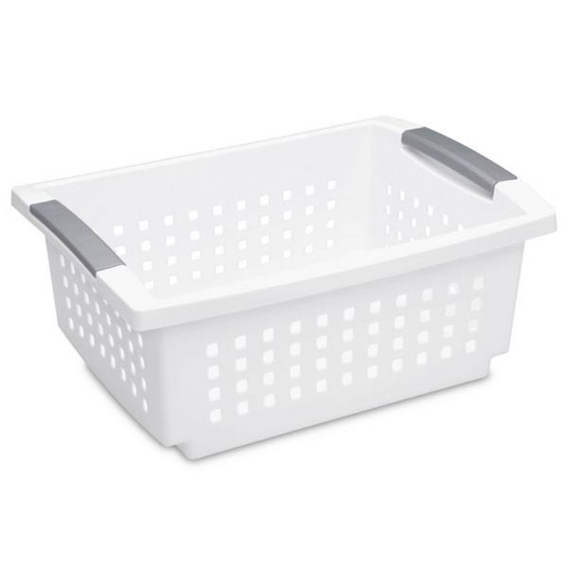 Sterilite Medium Sized Home Stackable Storage & Organization Basket/ Bin, White, 2 of 7
