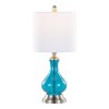 LumiSource Jasmine 22" Contemporary Table Lamp Clear Sapphire Blue Seeded Glass, Brushed Nickel and White Linen Shade - 2 of 4
