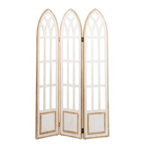 Farmhouse Wood Room Divider Screen White - Olivia & May: Elegant 3-Panel Partition, No Assembly Required - 1 of 4