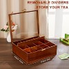 Acacia Wood Tea Organizer Box, 12 Compartments Tea Organizer for Tea Bags with Clear Glass Window for Countertop Kitchen Cabinet - 2 of 4
