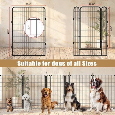 8 Panels Black Heavy Duty Metal Pet Playpen with Door