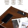 GustoWave Nightstand with Charging Station and Drawers, Three-Tier Wood Nightstand, 14.6" D x 16.5" W x 25.6" H，Walnut+Black - 3 of 4