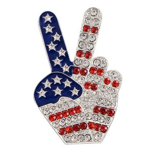 Anna-Kaci Crystal Rhinestone 4th of July American USA Flag Patriotic Pin Brooch - 1 of 4