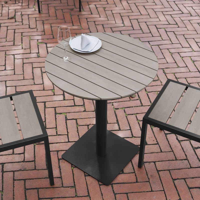 Flash Furniture Finch Commercial Grade Round 24" Table with Faux Teak Poly Slats and Steel Frame, 5 of 13
