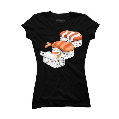Junior's Design By Humans Cat and Sushi By kimprut T-Shirt
