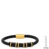 Steeltime Men's black braided leather, 18k gold plated beads and black simulated onyx bracelet - 3 of 4