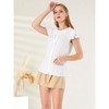 Allegra K Women's Ruffle Sleeve Tie Neck Button Front Flounce Neck Cotton Work Blouse - 4 of 4