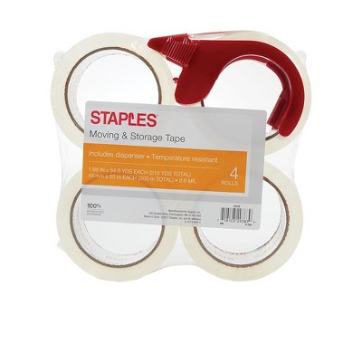 Staples Moving & Storage PKing Tape w/Dispenser 1.88" x 54.6 Yds Clr 4/RL 473975