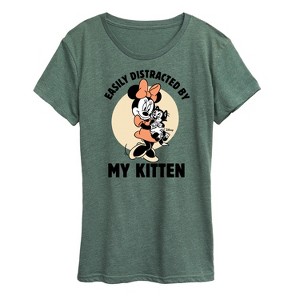 Women's - Disney Classics - Easily Distracted By Kittens Minnie Short Sleeve Graphic T-Shirt - 1 of 4