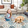 Washable Vintage Floral Rug Non Slip Low Pile Rug Soft Distressed Throw Floor Cover Foldable Indoor Carpet for Living Room Bedroom Playroom Nursery - 3 of 4