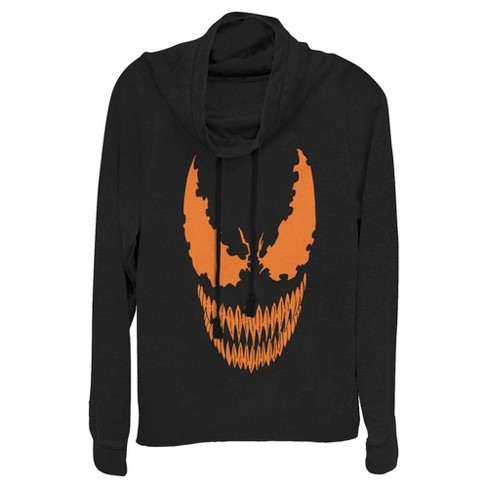 Juniors Womens Marvel Halloween Venom Scary Face Costume Cowl Neck Sweatshirt - image 1 of 4