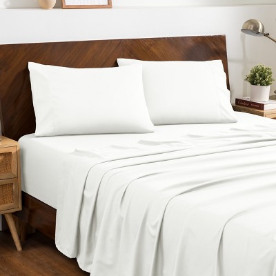 Split Head Flex King Cream 4 Piece Bed Sheet Set with Envelope Pillowcases - Ultra Soft - Bare Home