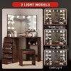 Corner Vanity and Stool, Corner Vanity Desk with Mirror and Lights, Corner Makeup Vanity with Power Outlet, 3 Color & Brightness Adjustable Lights - 2 of 4
