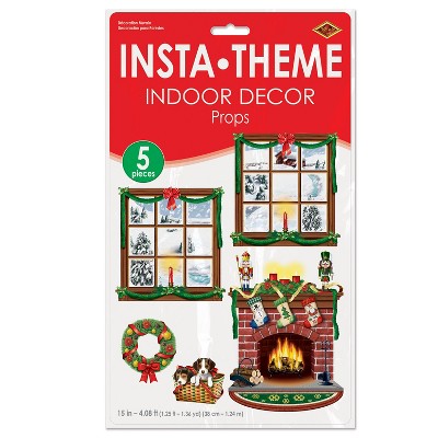 Multicolored Printed Plastic Indoor Christmas Decor Props Set