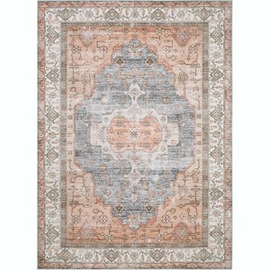 Washable Vintage Area Rug, Non-Slip Low Pile Throw Soft Rugs with Rubber Backing, Area Rug Rugs for Living Room,Vintage Rugs Medallion Carpet - 1 of 4