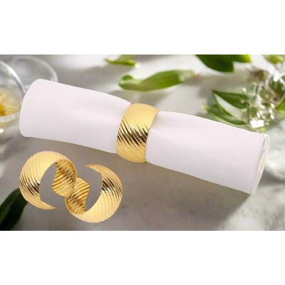 Elegant Gold Textured Napkin Rings Set of 6