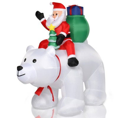 SEVOBAL Inflatable Holiday Decorations 6ft Christmas Santa Claus Rides Polar Bear Garden Santa Claus Decor Outdoor Xmas Decor, White, 37.8"*76.8"*71"