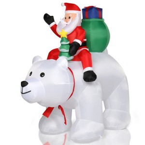 SEVOBAL Inflatable Holiday Decorations 6ft Christmas Santa Claus Rides Polar Bear Garden Santa Claus Decor Outdoor Xmas Decor, White, 37.8"*76.8"*71" - 1 of 4