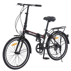 KWPZQEB 24 Inch Folding City Bike, Adult Bike with Steel Frame & Shimano 7 Speed, Lightweight Bike with Front & Rear V-brakes, Folding Bike - 1 of 4