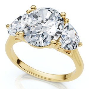 Pompeii3 Certified 3Ct Oval Trilogy Diamond Engagement Ring 14k Gold or Pt Lab Created - 1 of 4