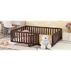 Queen Size Wood Floor Bed Frame with Fence and Door Gray - 2 of 4