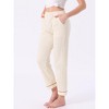 INSPIRE CHIC Women's Pajama Pants Cotton Knit Ribbed Elastic Waist Straight Leg with Pockets Loungewear - 2 of 4