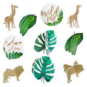 Blue Panda 24 Piece Hanging 3D Jungle Safari Theme Party Decorations for Wild One Jungle Birthday Party Supplies (6-7 In) - 1 of 4