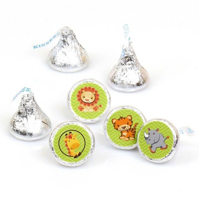 Big Dot of Happiness Funfari - Fun Safari Jungle - Baby Shower or Birthday Round Candy Sticker Favors - Labels Fits Chocolate Candy (1 sheet of 108)