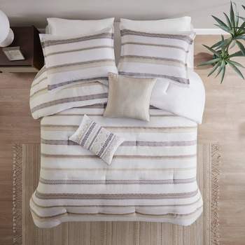 8pc Queen Essence Oversized Clipped Jacquard Comforter With Euro Shams And Throw  Pillows Bedding Set Ivory - Madison Park : Target