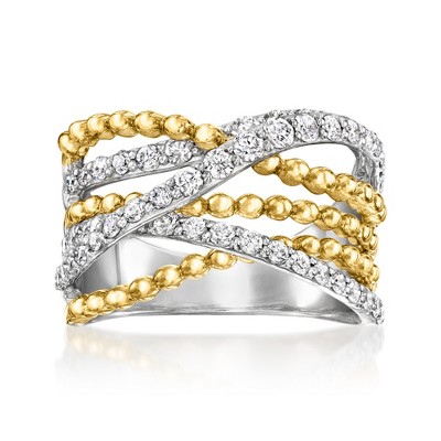 Ross-Simons 1.00 ct. t.w. Lab-Grown Diamond Highway Ring in Sterling Silver and 18kt Gold Over Sterling Size 7