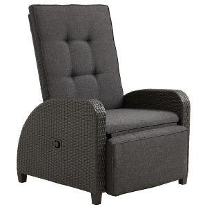Heynemo Adjustable Rattan Recliner, Outdoor Lounge Chair with Backrest and Footrest, Weather-Resistant Wicker Patio Furniture for Deck, Porch - 1 of 4