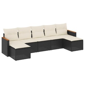 vidaXL Garden Sofa Set Black and Cream White - 1 of 4