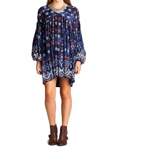 Women's Baby Doll Bohemian Peasant Mini Dress - Velzera - 1 of 4