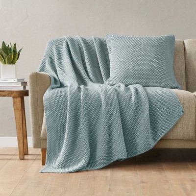 Light Blue Acrylic Knit Square Pillow Cover 20" x 20"
