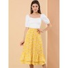INSPIRE CHIC Women's Chiffon Elastic Waist Ruffle Tiered Flowy Midi Floral Printed Skirts - 3 of 4