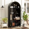65" Arched Metal Storage Cabinet, Freestanding Display Cabinet with Glass Door, Kitchen Pantry Cabinet, Versatile Bookcase for Home Living Room - 2 of 4