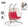 Hanging Wicker Woven 2 Person Egg Swing Chair With Cushions And Stand,Indoor Outdoor Wicker Basket Hammock Chair For Patio,Bedroom-Coolbibila - 4 of 4