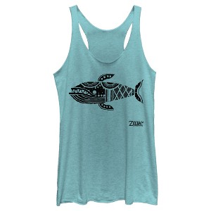 Women's Nintendo Legend of Zelda Link's Awakening Whale Hieroglyphic Racerback Tank Top - 1 of 3