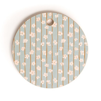 marufemia Peach flowers on green and orange Cutting Board - Round