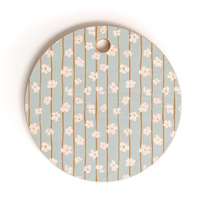 marufemia Peach flowers on green and orange Cutting Board - Round - 1 of 3