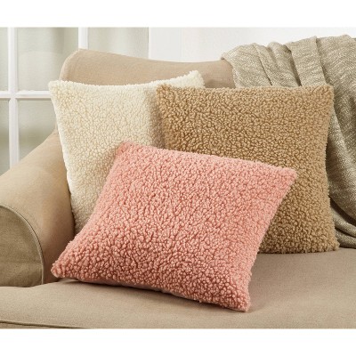 Ivory Faux Fur Euro Throw Pillow Cover