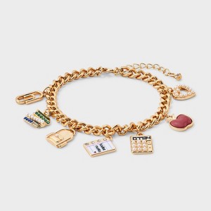 Back to School Icon Charm Bracelet - Gold : Target