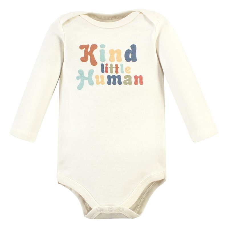 Hudson Baby Cotton Long-Sleeve Bodysuits, Kind Human 5 Pack, 3 of 8